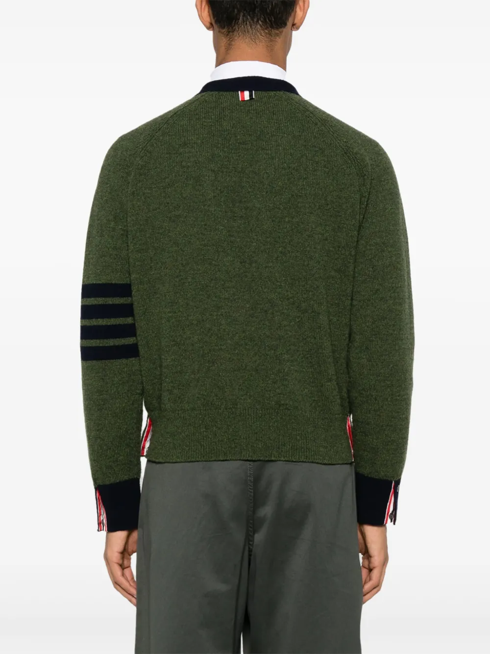Thom Browne 4 Bar Stripe wollen vest Groen