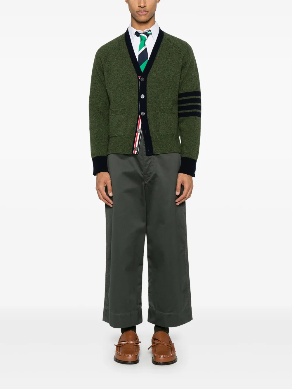 Thom Browne 4 Bar Stripe wollen vest Groen