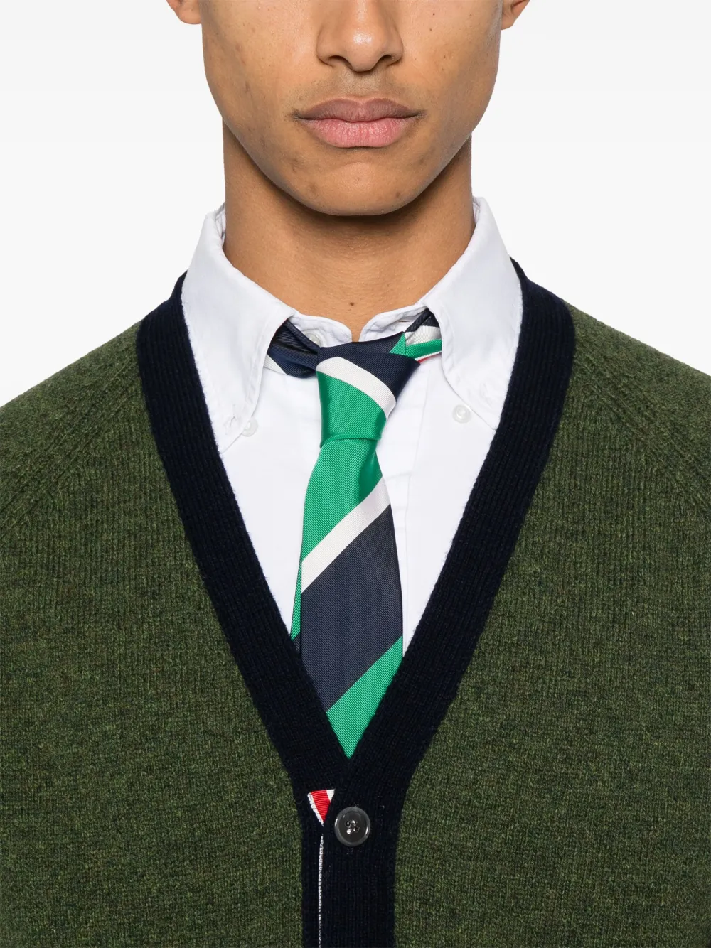 Thom Browne 4 Bar Stripe wollen vest Groen