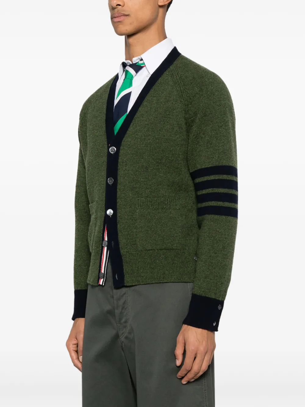 Thom Browne 4 Bar Stripe wollen vest Groen