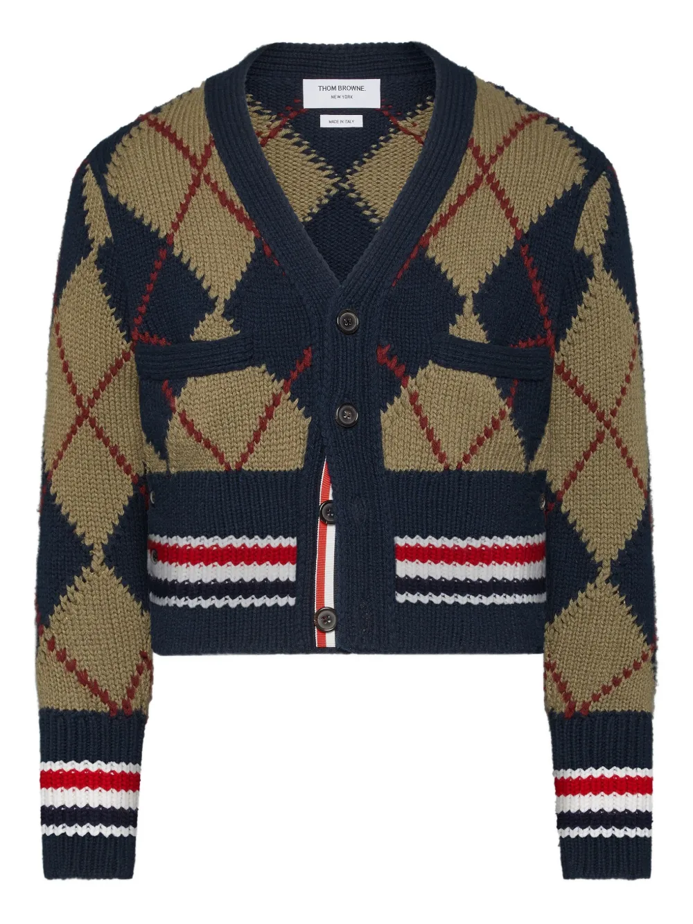 Thom Browne Intarsia vest met V-hals Blauw
