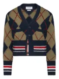 Thom Browne argyle-intarsia V-neck cardigan - Blue