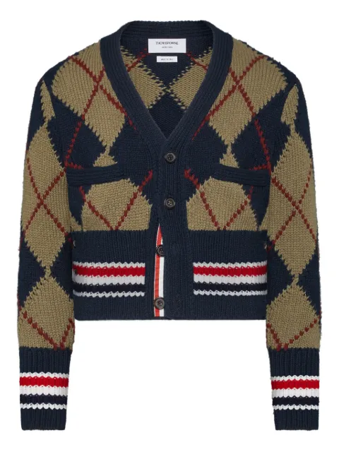 Thom Browne argyle-intarsia V-neck cardigan
