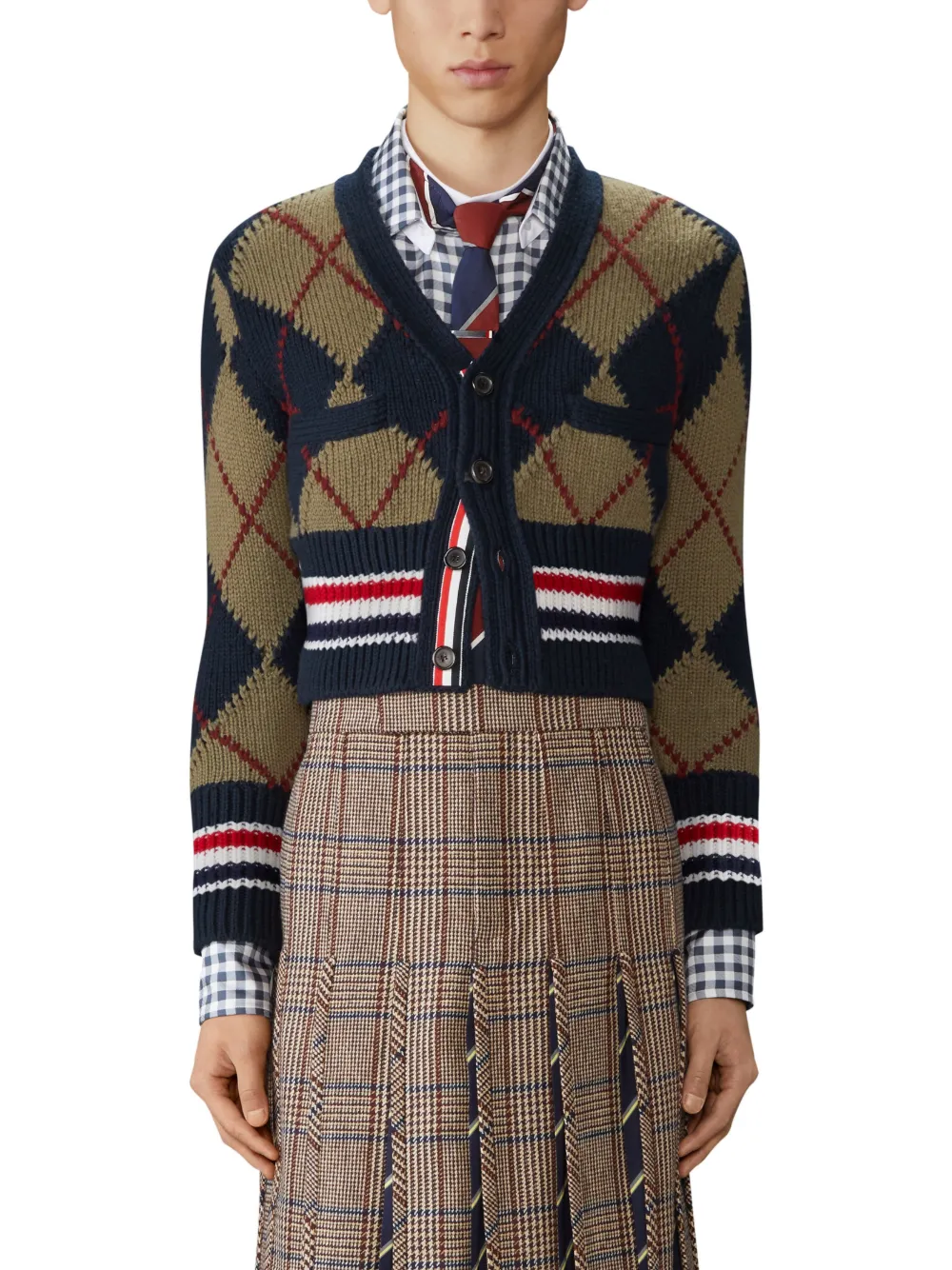 Thom Browne Intarsia vest met V-hals Blauw