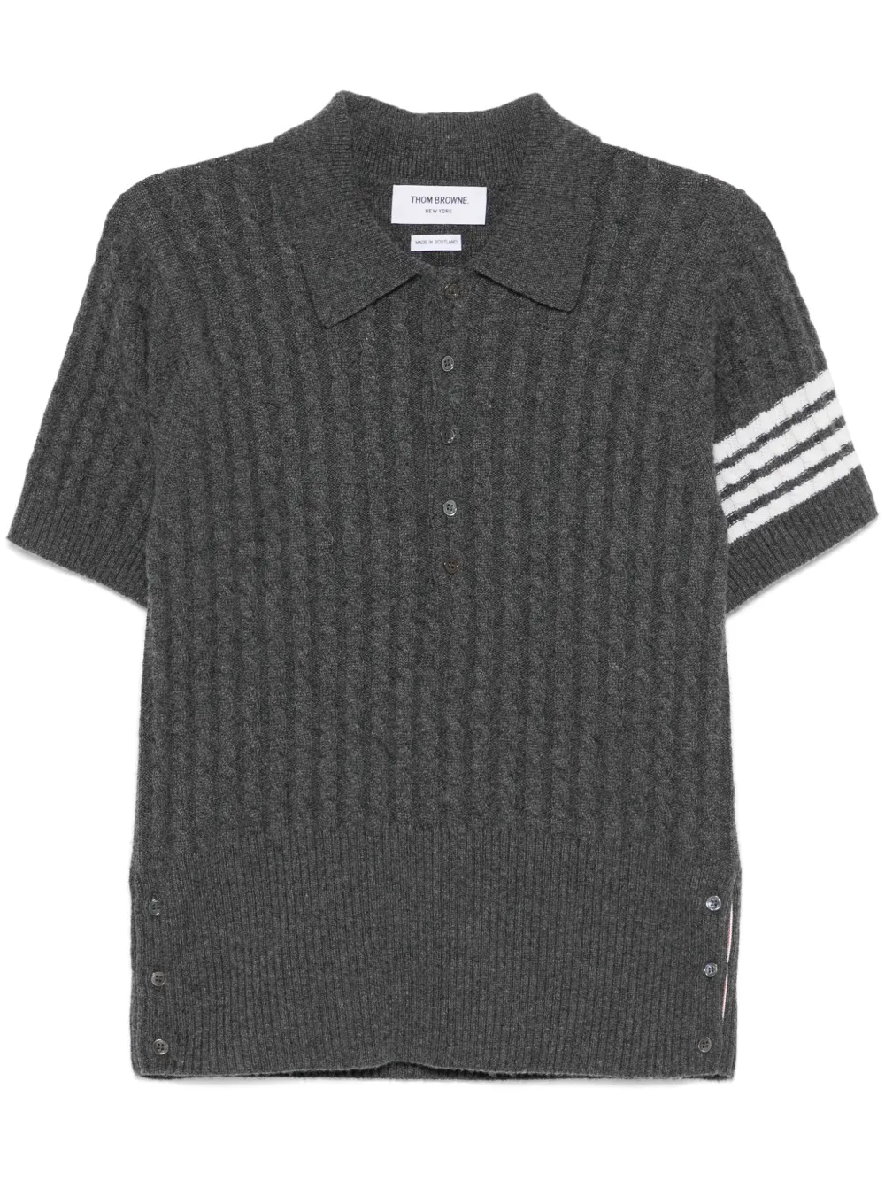Thom Browne 4 Bar Stripe poloshirt met stiksels Grijs