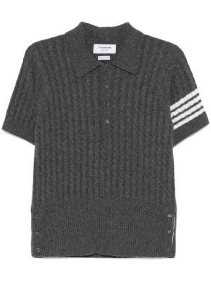 美品 THOM BROWNE ケーブル キーホール ニットポロシャツ 40 美品 THOM BROWNE ケーブル キーホール ニットポロシャツ 40