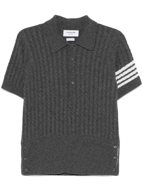 Thom Browne cable stitch 4 Bar Stripe polo shirt