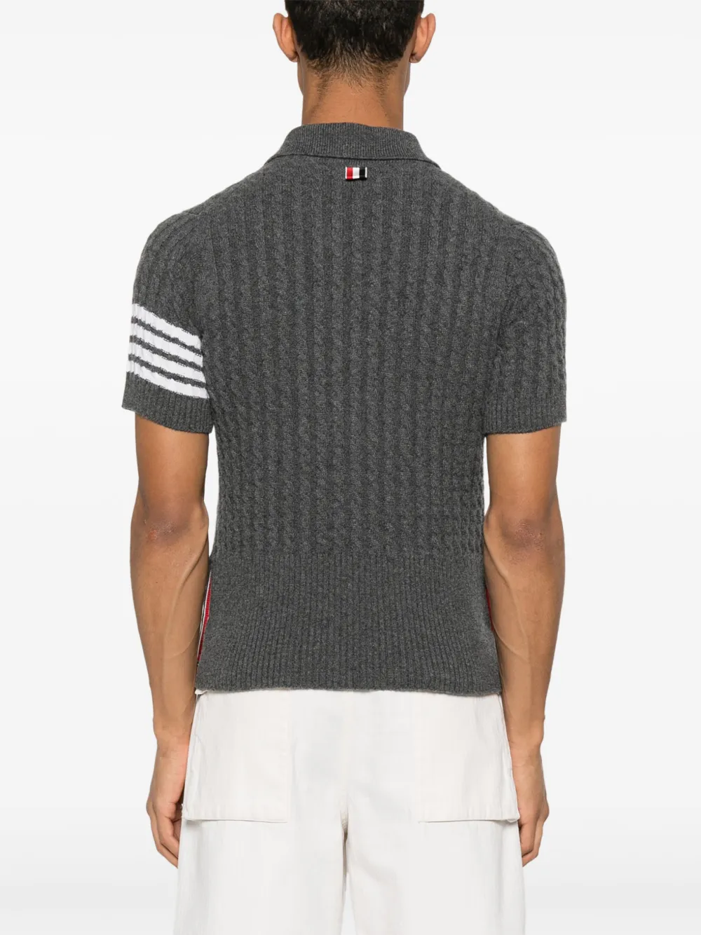 Thom Browne 4 Bar Stripe poloshirt met stiksels Grijs