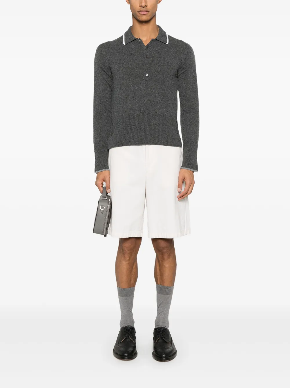 Thom Browne Kasjmier poloshirt met intarsia - Grijs