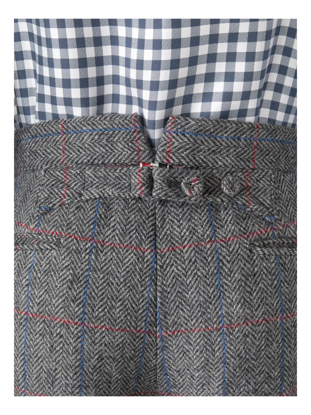 Thom Browne Herringbone-check Cuffed Trousers In Gray
