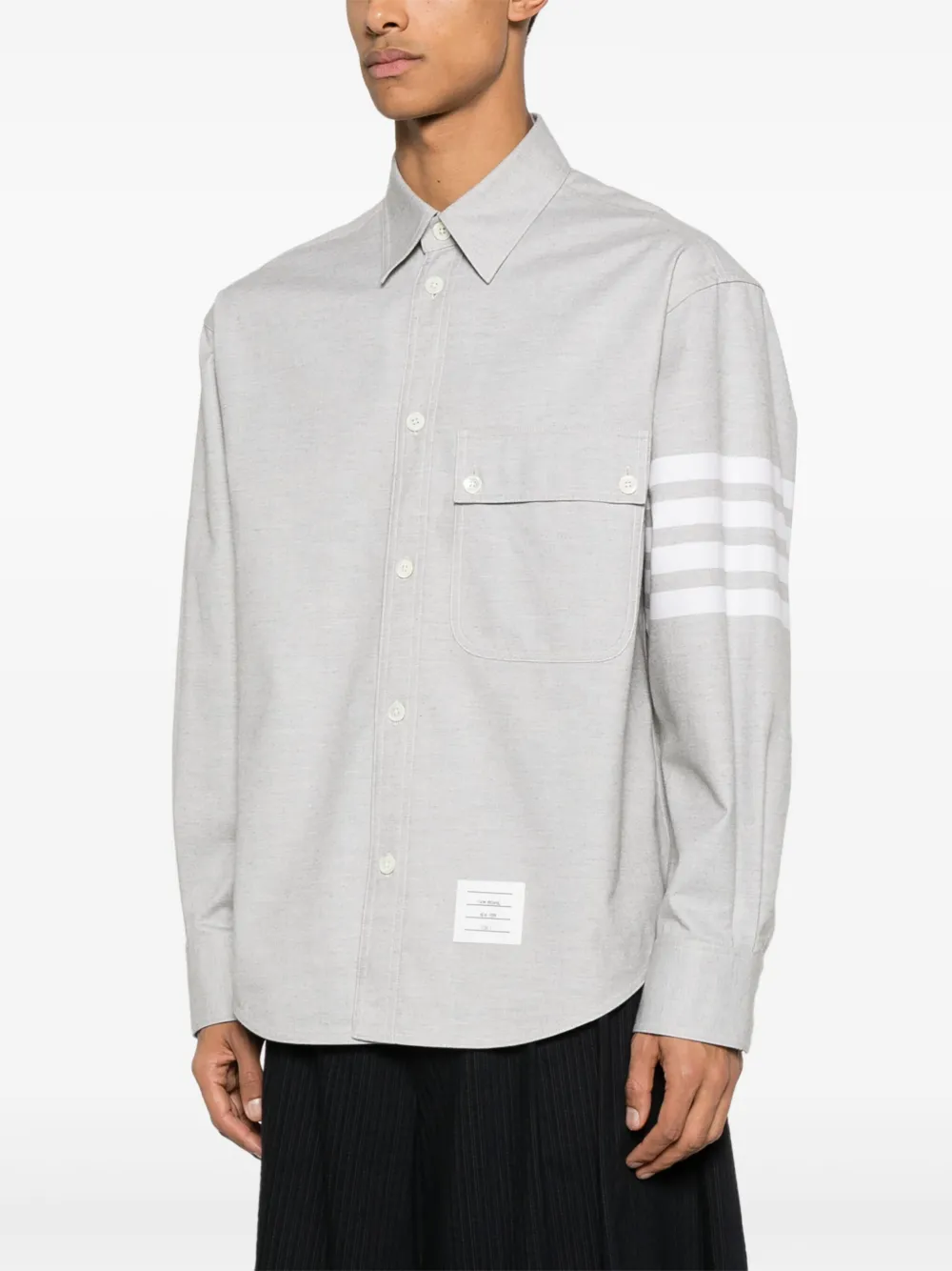 Thom Browne Straight Fit 4 Bar Shirt In Gray