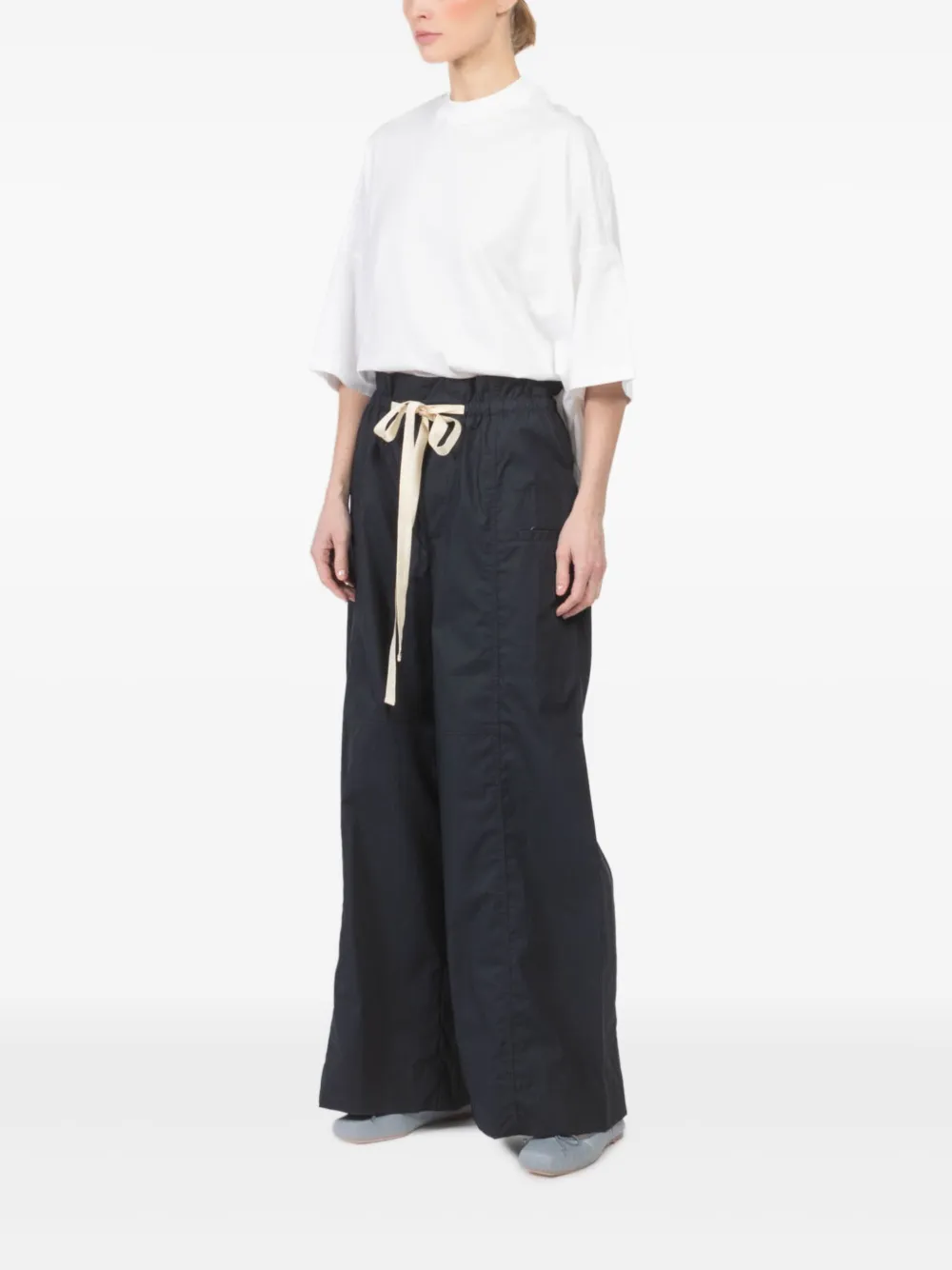 Plan C Straight broek met trekkoord Blauw