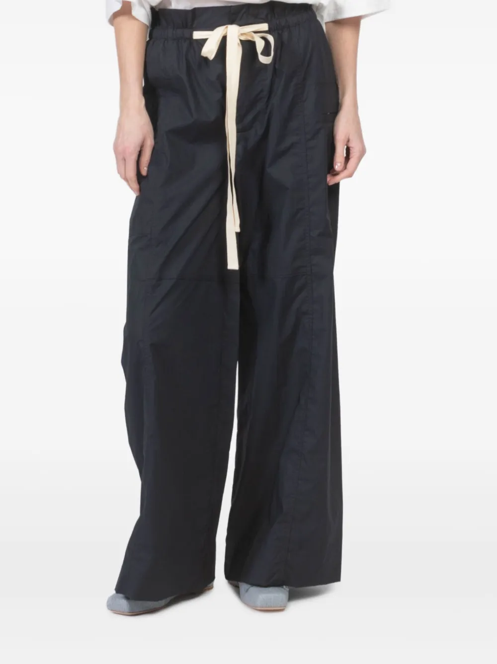 Plan C Straight broek met trekkoord Blauw