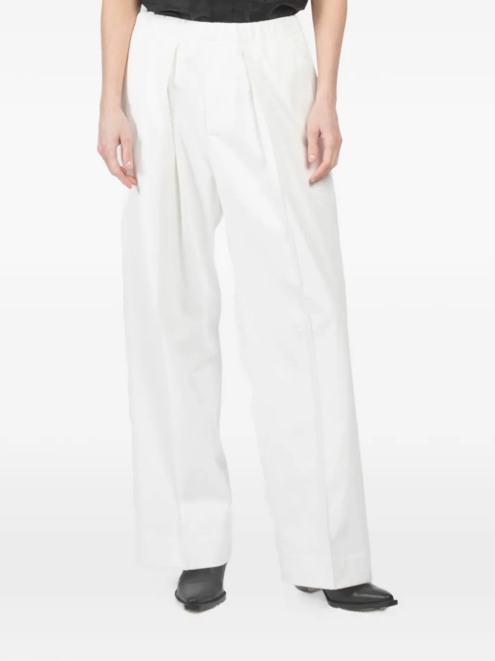 Plan C Pleated Palazzo Pants In White