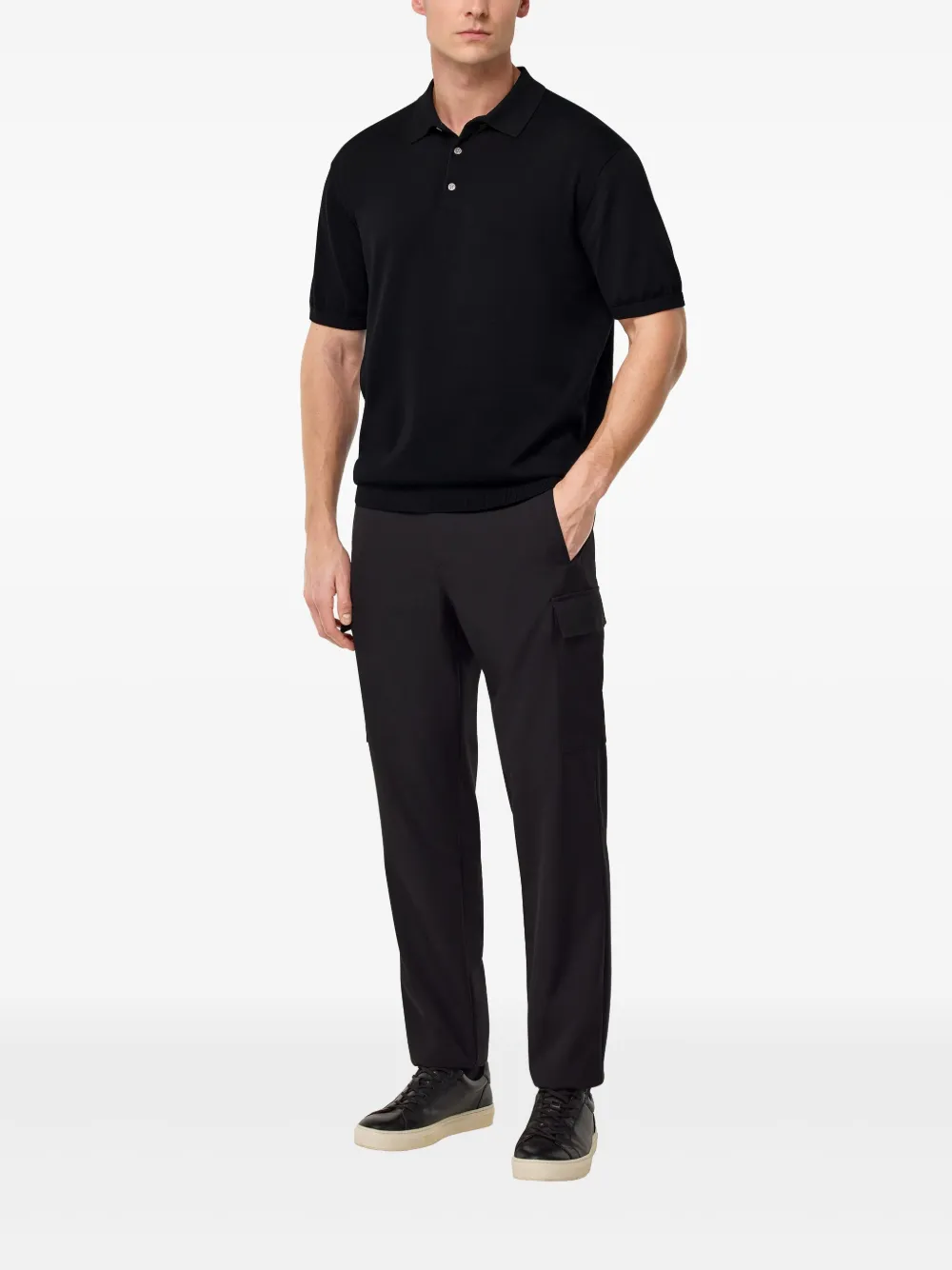 Boggi Milano Gebreid poloshirt - Zwart