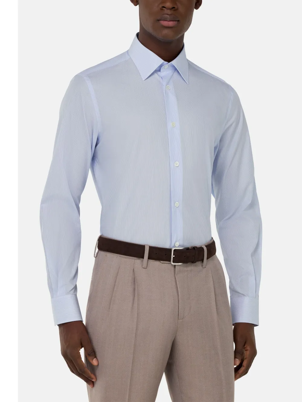 Boggi Milano Gestreept katoenen overhemd Blauw