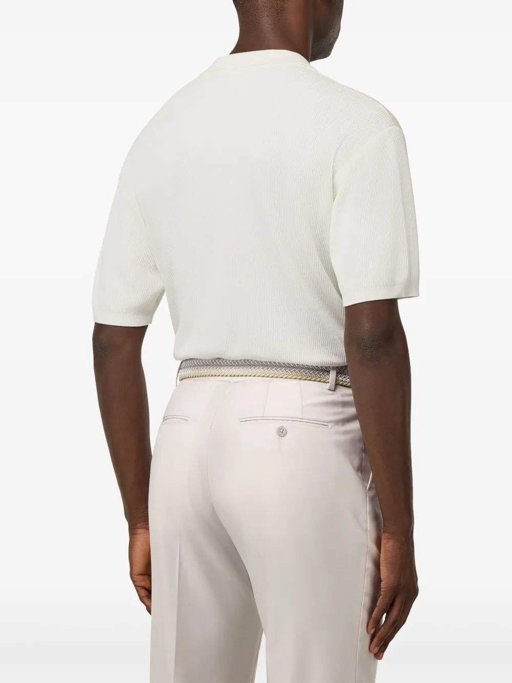 Boggi Milano Gebreid poloshirt Wit