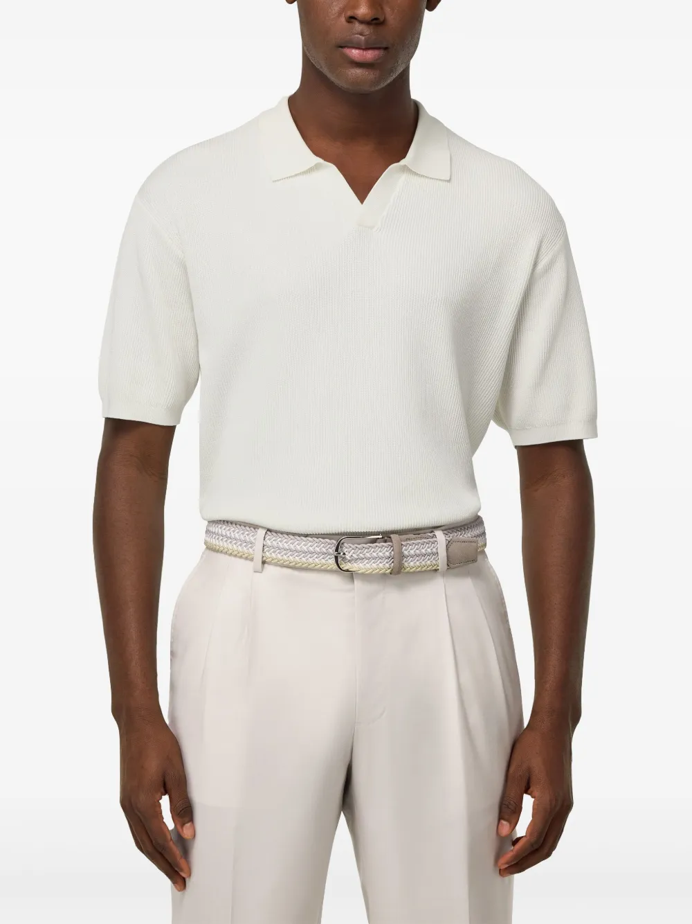 Boggi Milano Gebreid poloshirt Wit