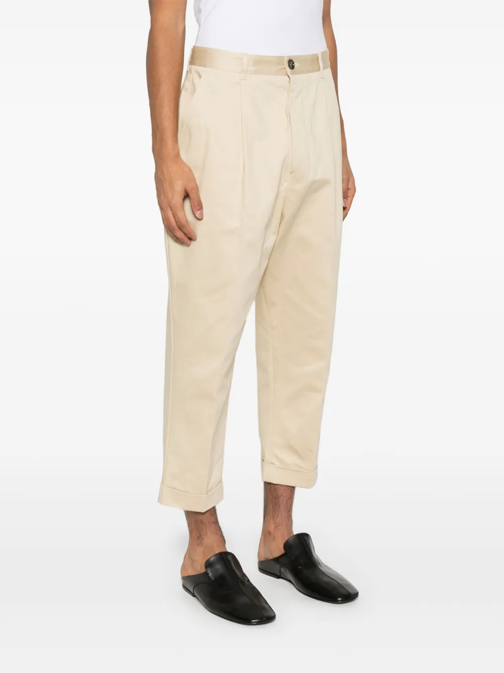 AMI Paris Cropped broek met toelopende pijpen Beige