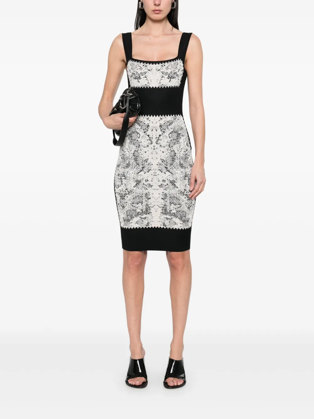 Alexander McQueen Gebreide jurk met slangenprint - Zwart