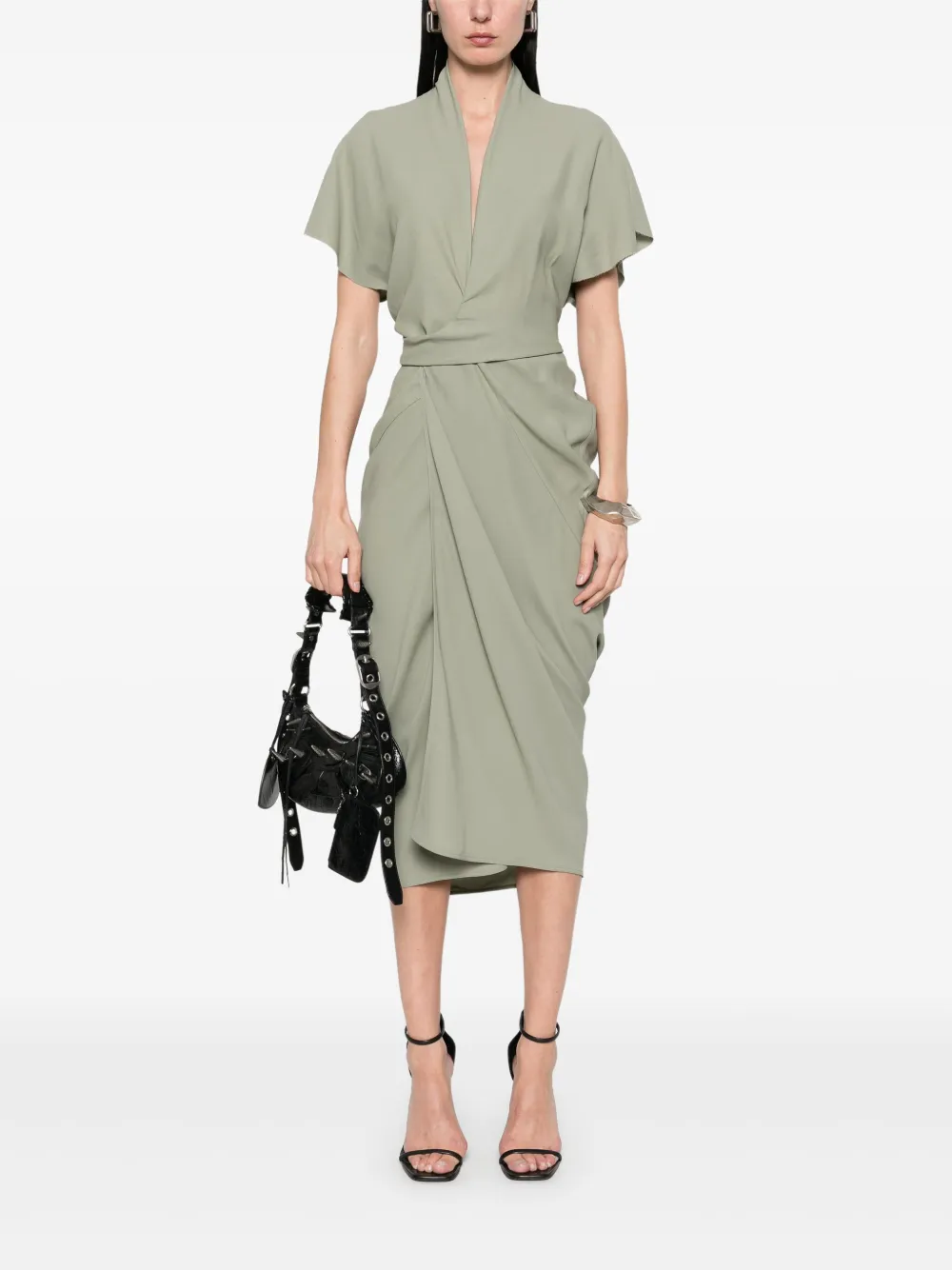 Rick Owens wrap maxi dress - Groen