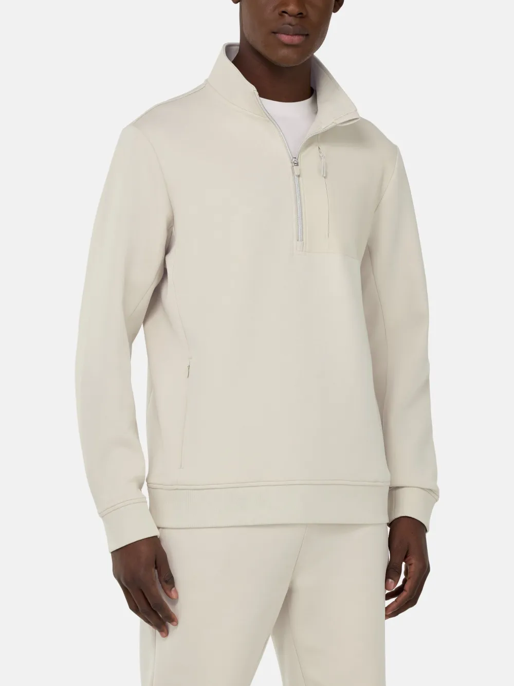 Boggi Milano Scuba sweater met halve rits Beige