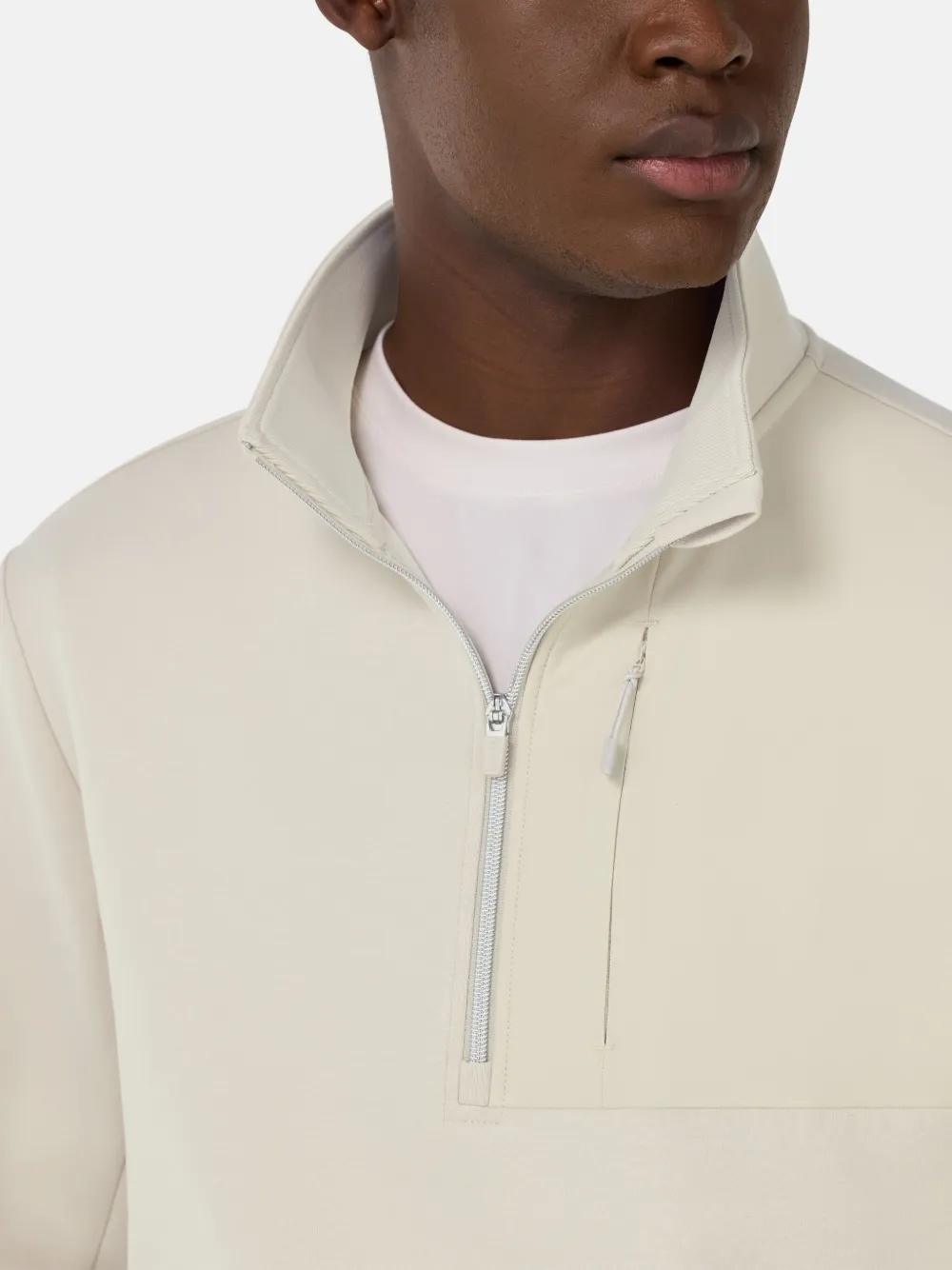 Boggi Milano Scuba sweater met halve rits Beige