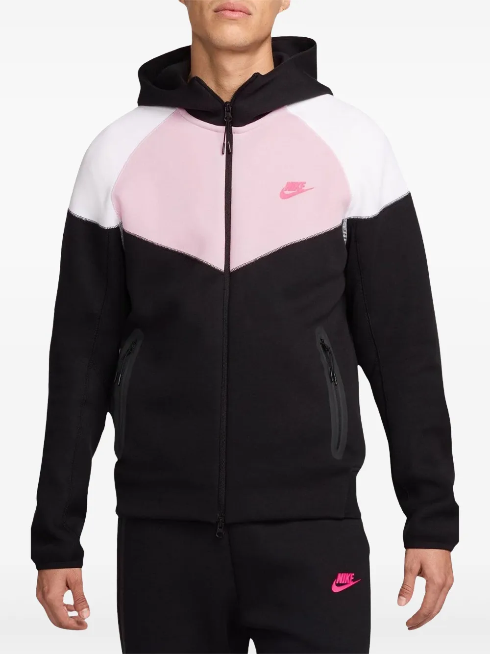Nike Tech Windrunner "White Black Pink Black" hoodie Zwart