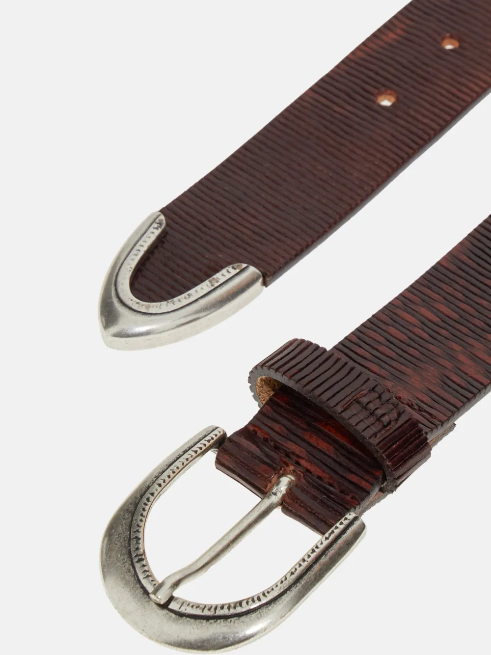 Boggi Milano carved leather belt - Bruin