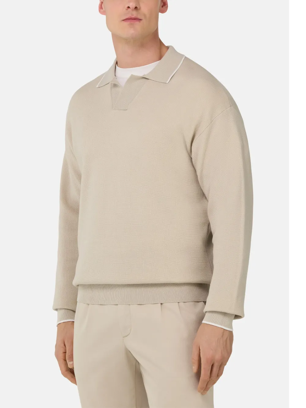 Boggi Milano Gebreid poloshirt Beige