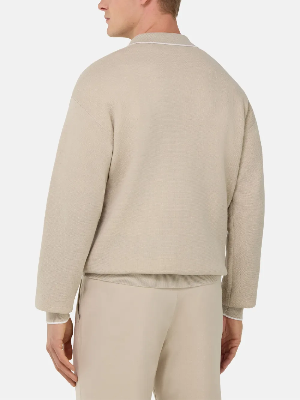 Boggi Milano Gebreid poloshirt Beige