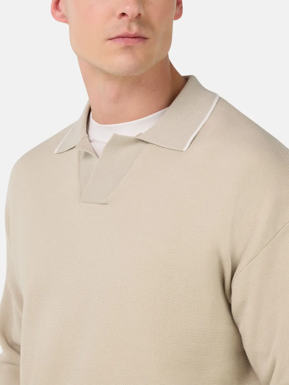Boggi Milano Gebreid poloshirt Beige