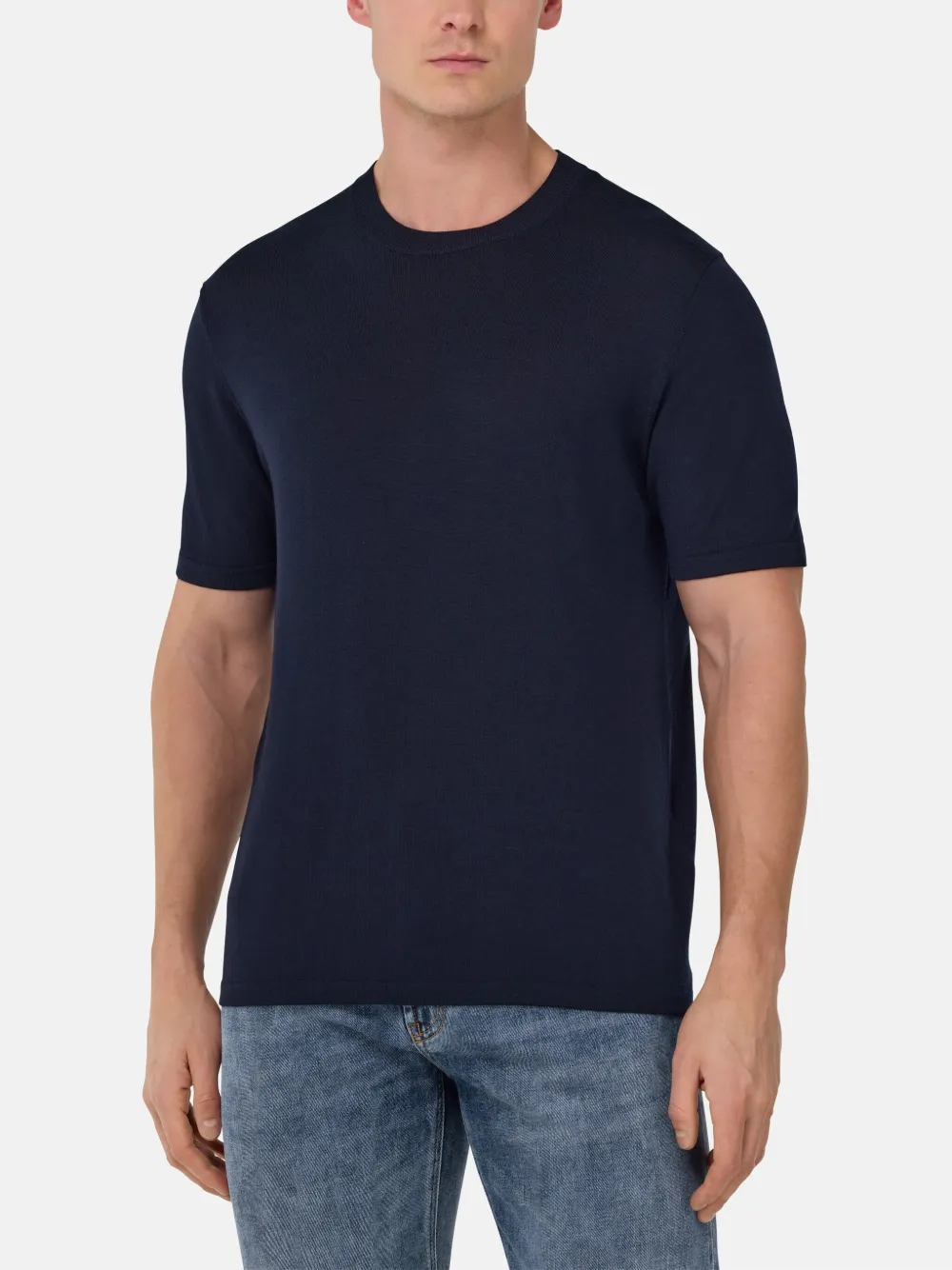 Boggi Milano Gebreid T-shirt Blauw
