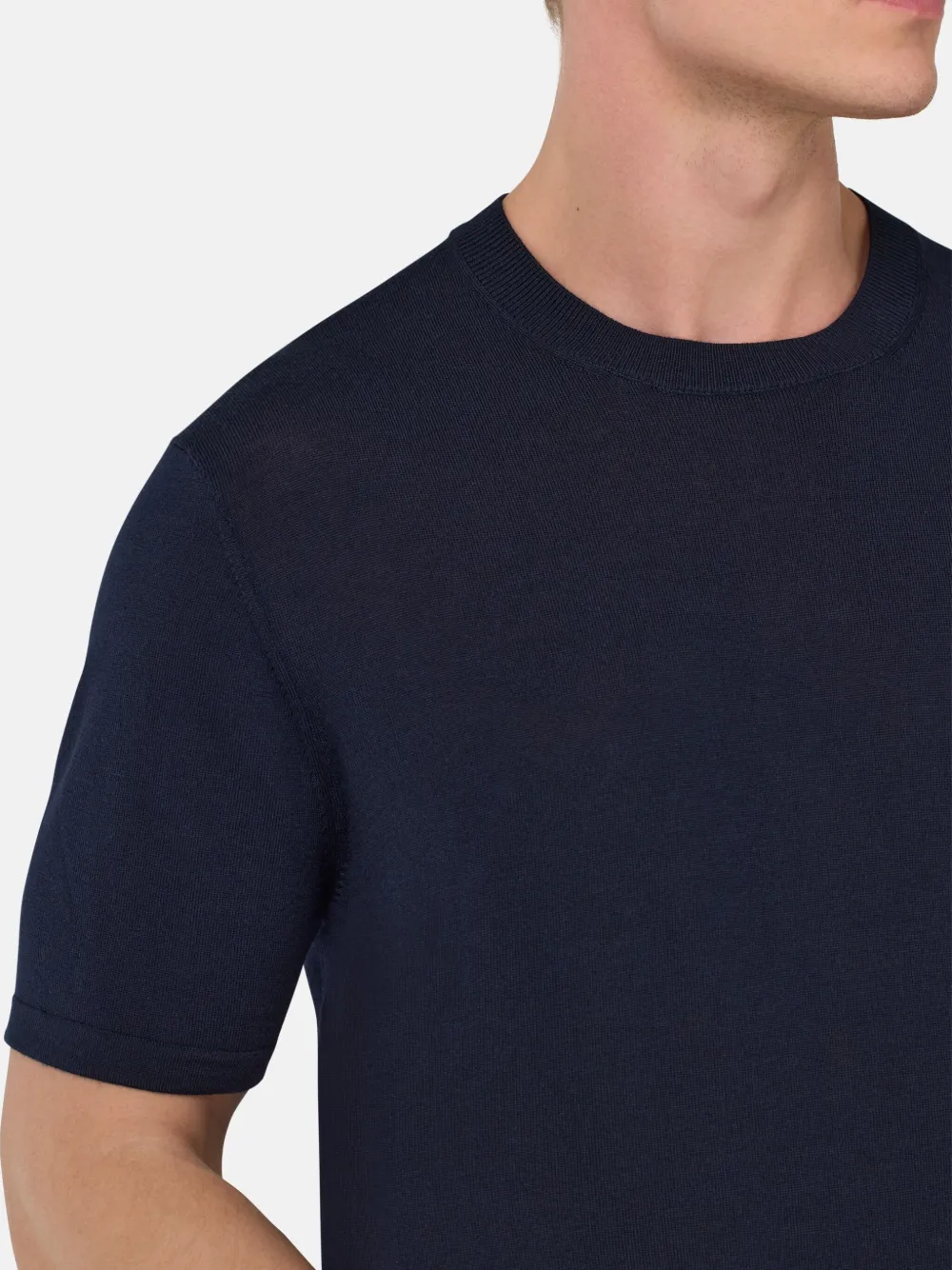 Boggi Milano Gebreid T-shirt Blauw