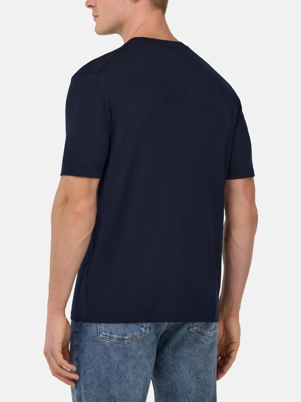 Boggi Milano Gebreid T-shirt Blauw