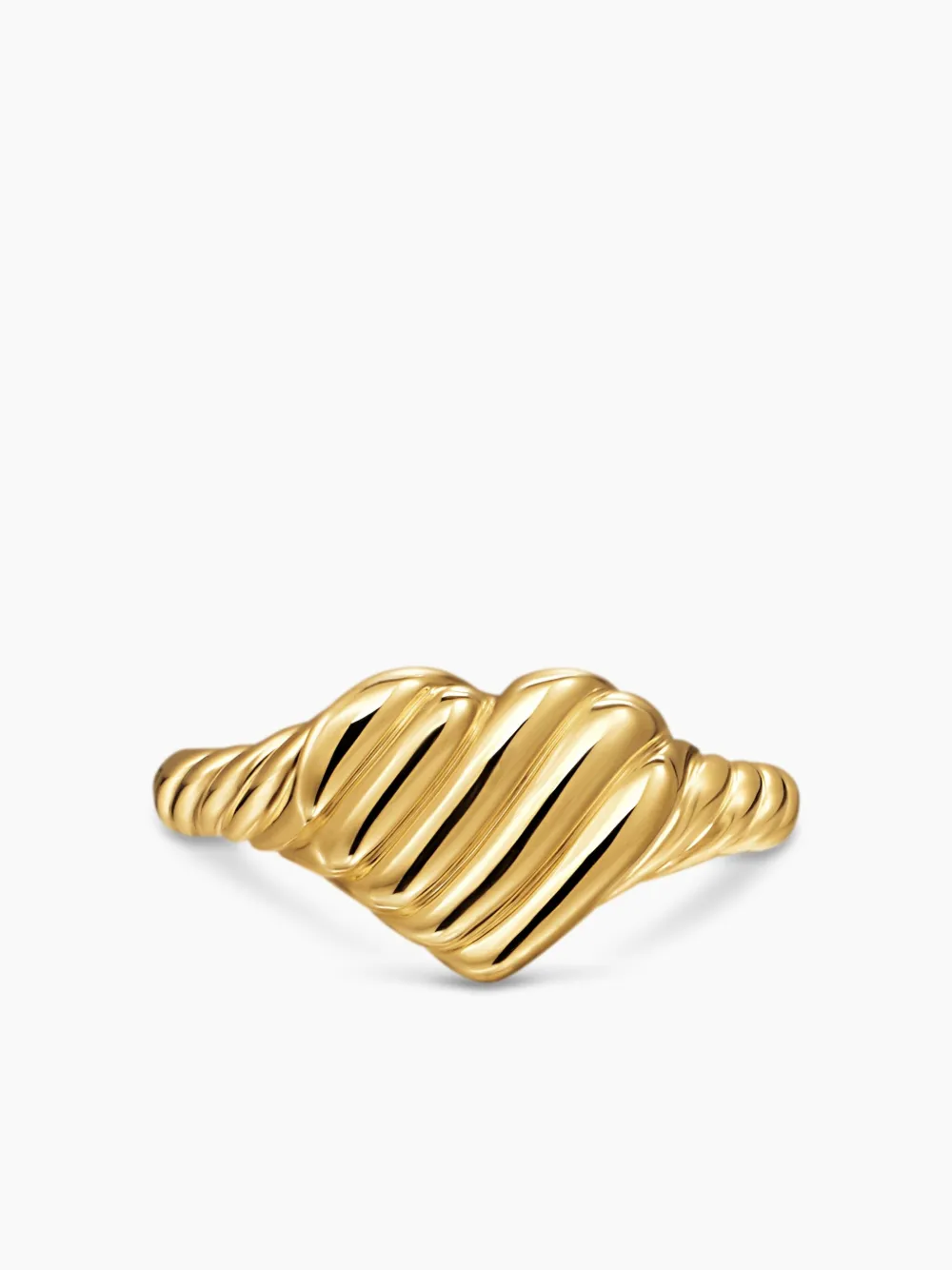 David Yurman 18k Yellow Gold Sculpted Cable Heart Pinky Ring In Gold