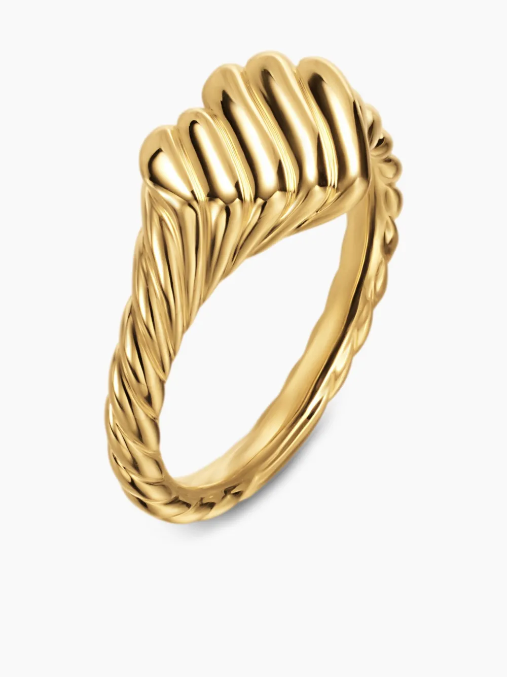 David Yurman 18k Yellow Gold Sculpted Cable Heart Pinky Ring In Gold
