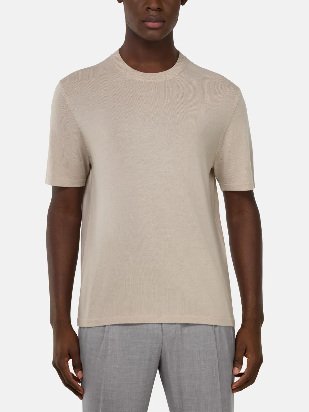 Boggi Milano T-shirt van merinowol Beige