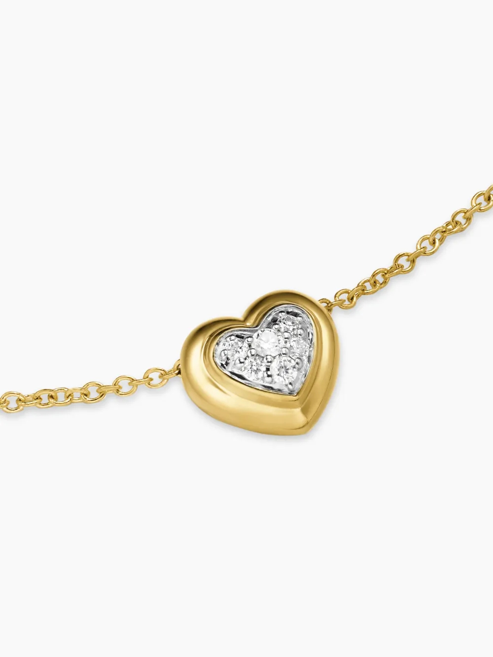 David Yurman 18k Yellow Gold Puffy Heart Diamond Necklace In Gold