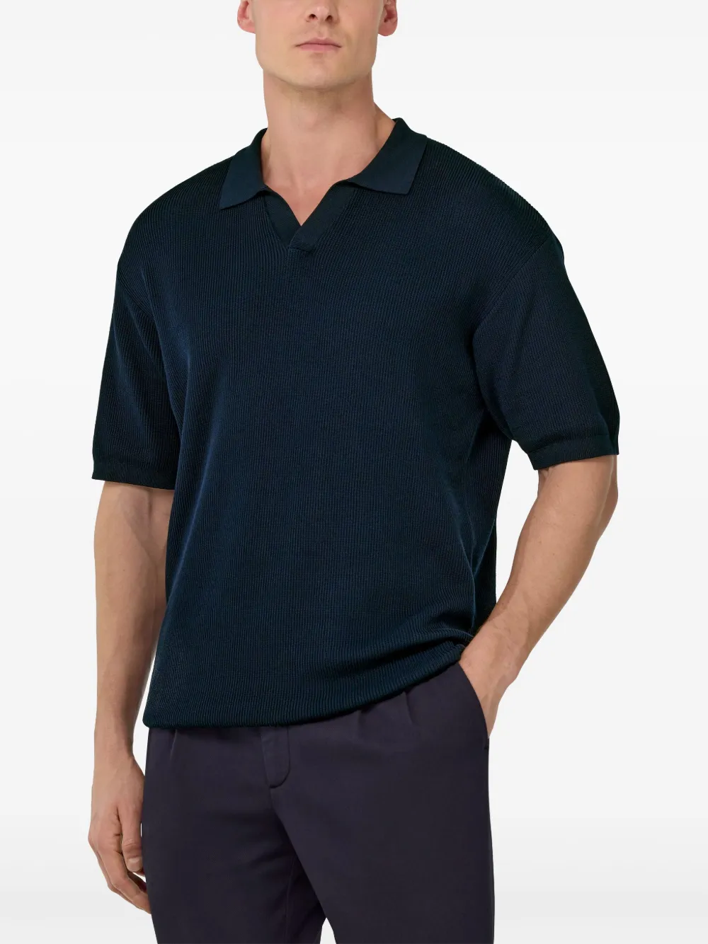Boggi Milano Gebreid poloshirt Blauw