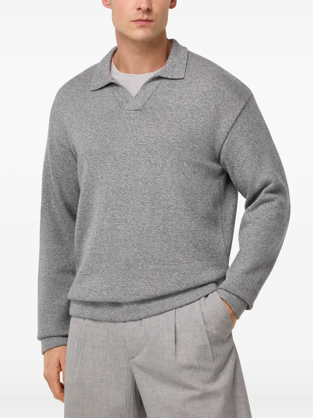 Boggi Milano Gebreid poloshirt Grijs