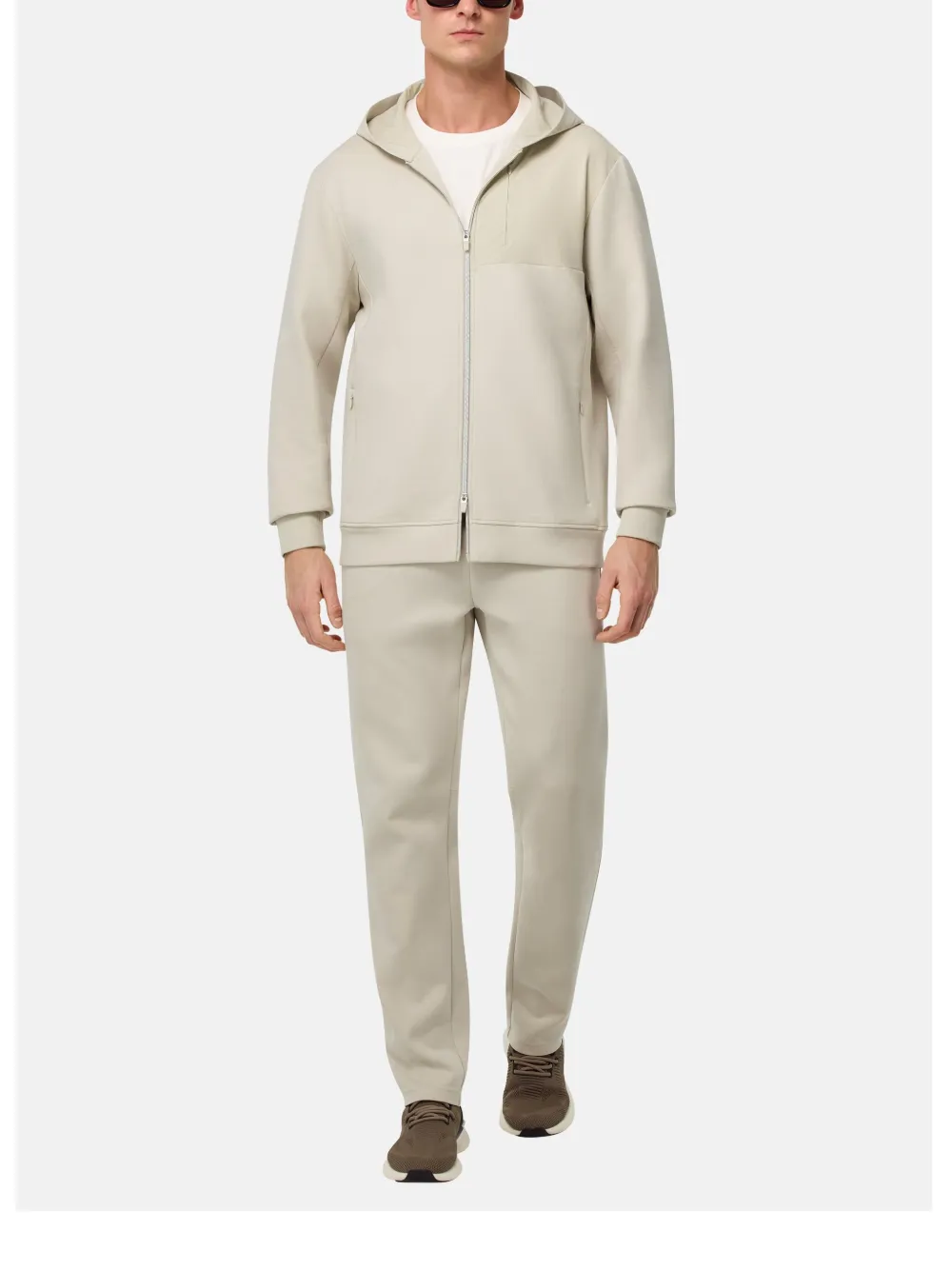 Boggi Milano zip-up scuba hoodie - Beige