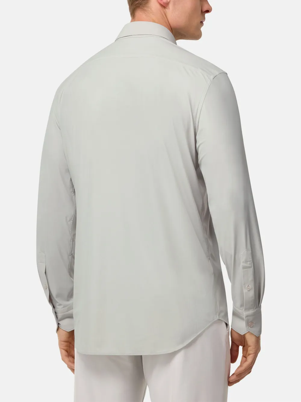 Boggi Milano Slim Fit Stretch Nylon Shirt In Neutral