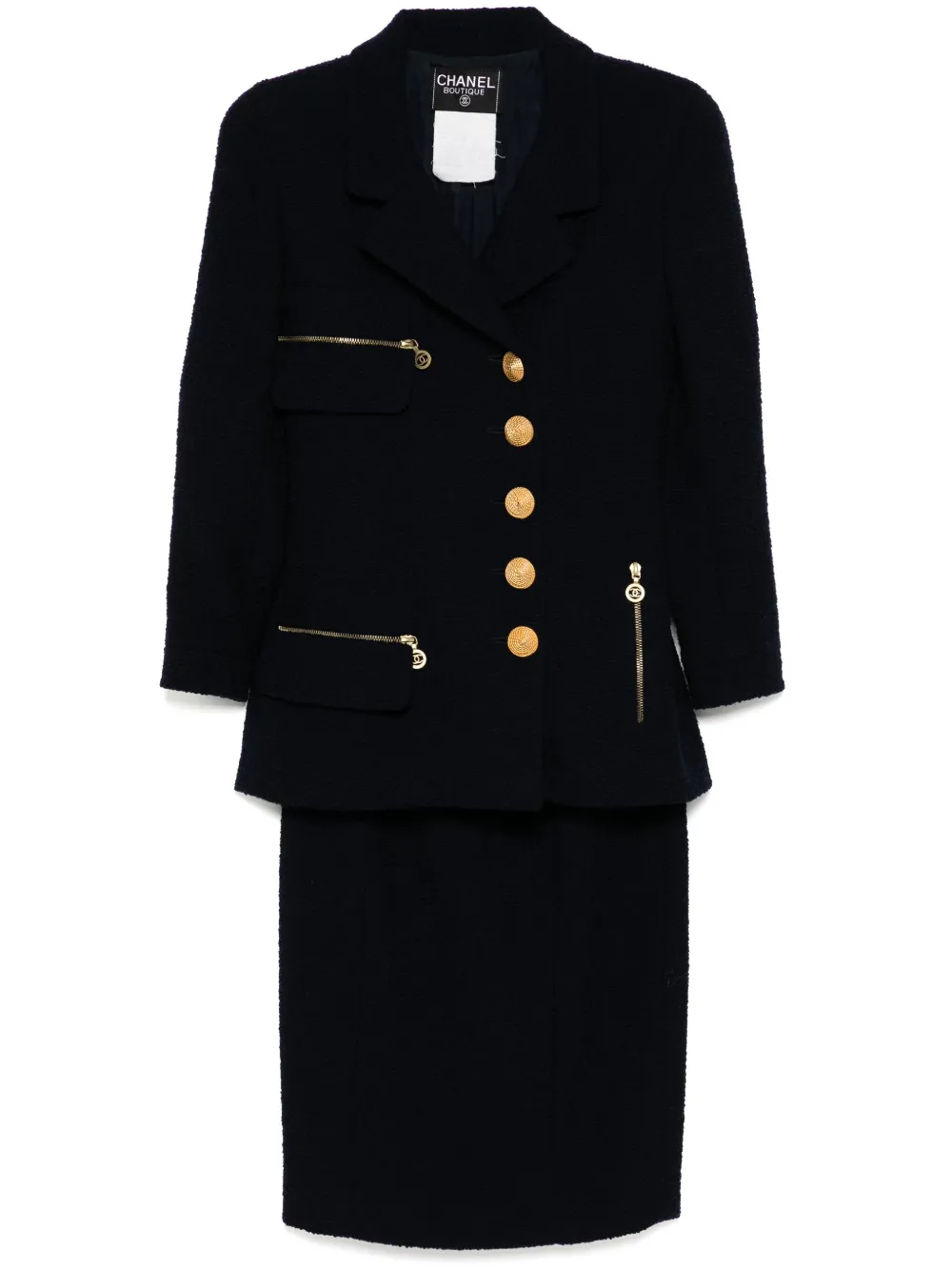 Pre-owned Chanel 1990-2000s Setup Suit Jacket Skirt In Blue