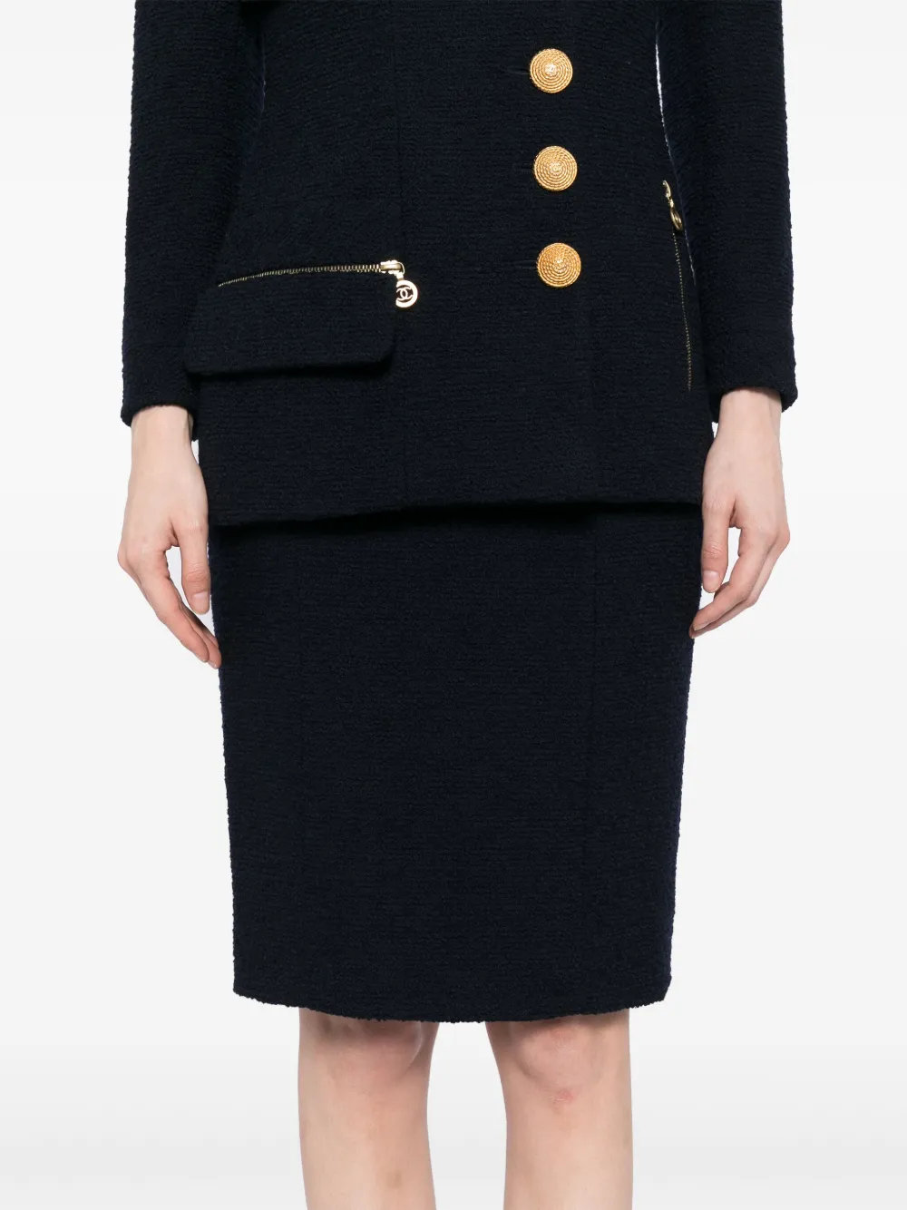 Pre-owned Chanel 1990-2000s Setup Suit Jacket Skirt In Blue