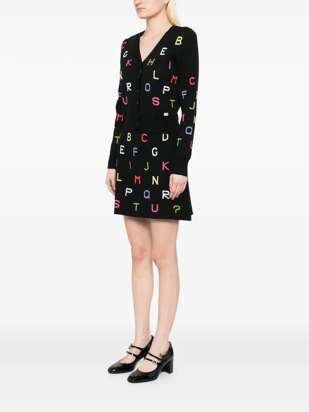 Pre-owned Chanel 2001 Setup Suit Collarless Cardigan Skirt In Black