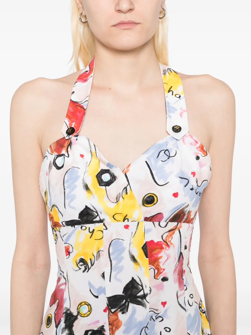 Pre-owned Chanel 1995 Sleeveless Dress In White