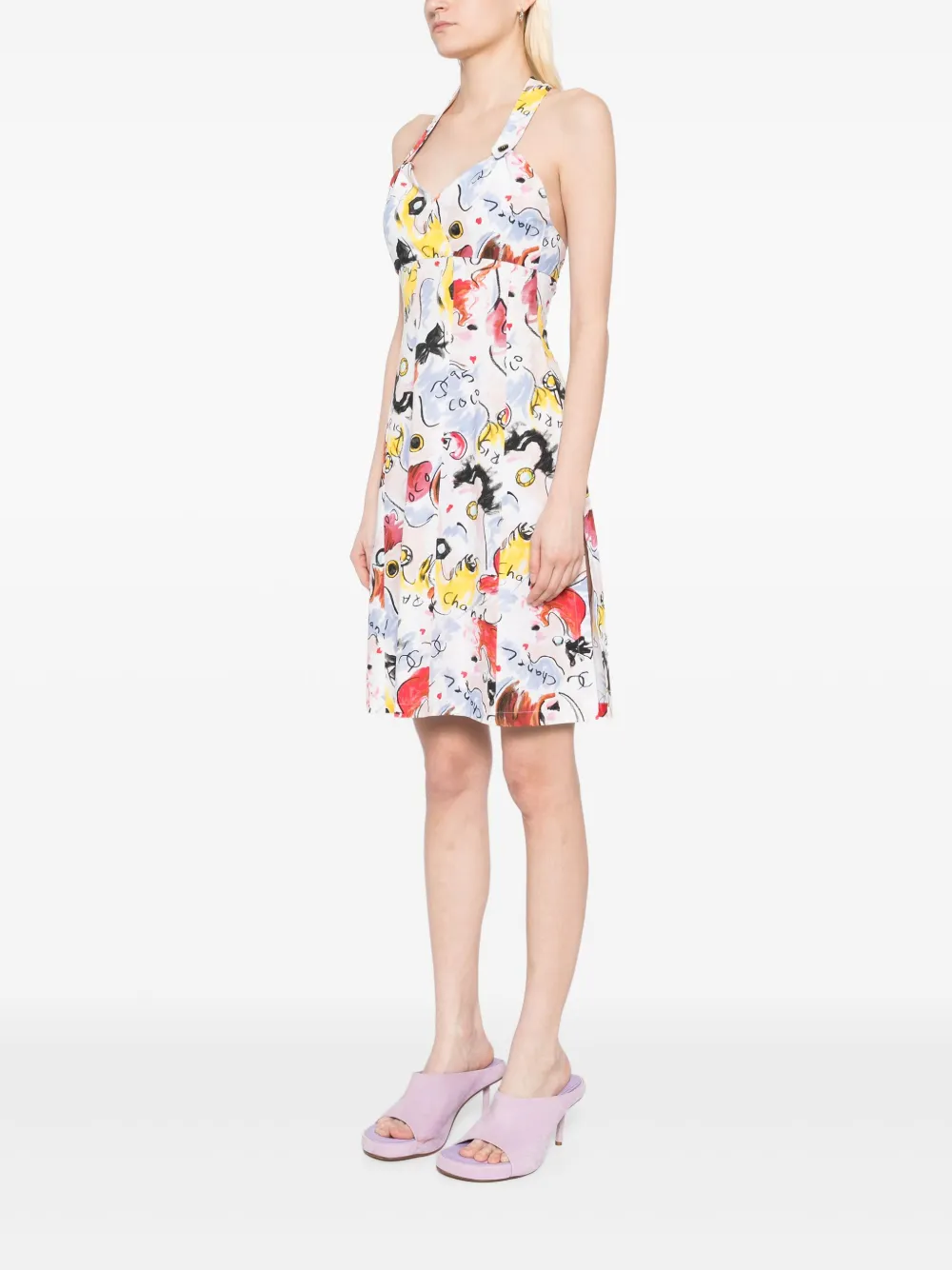 Pre-owned Chanel 1995 Sleeveless Dress In White