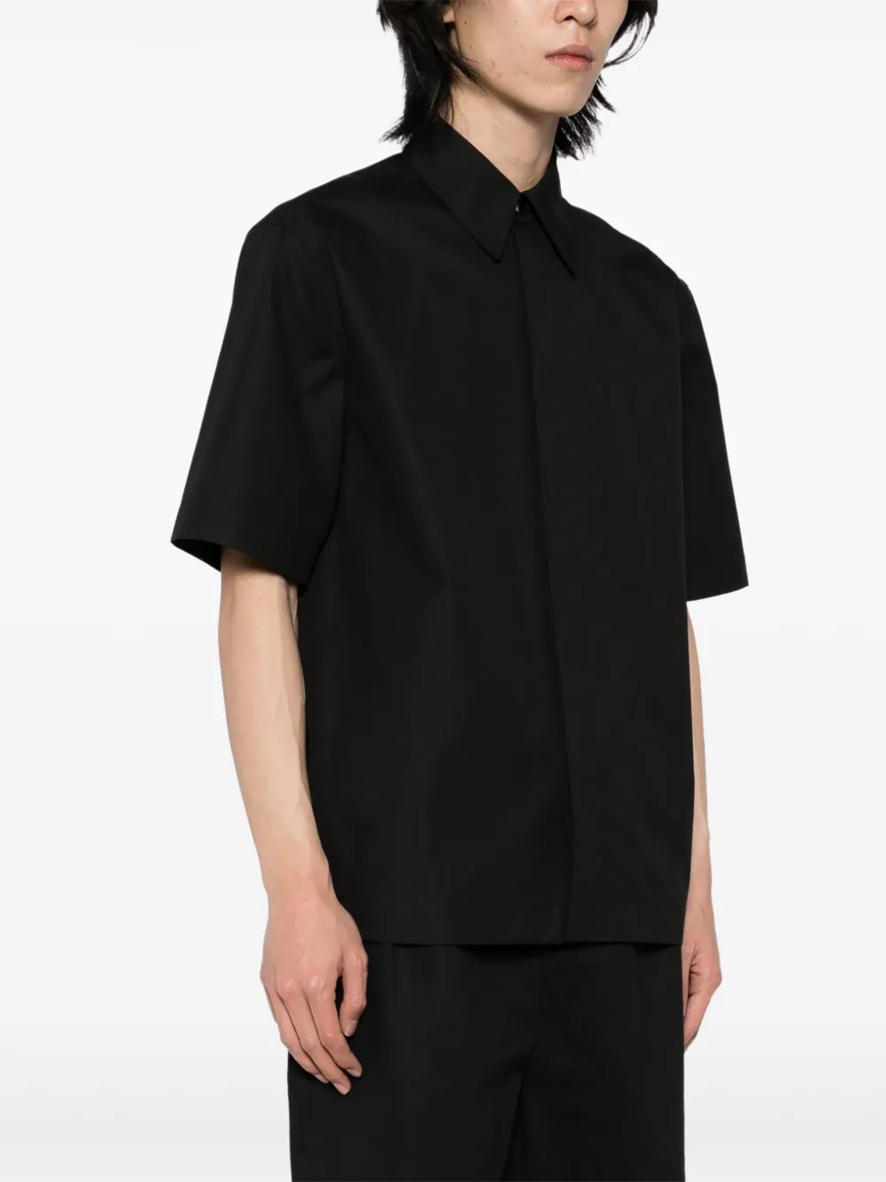 Jil Sander Buttoned Short-sleeved Shirt In Black