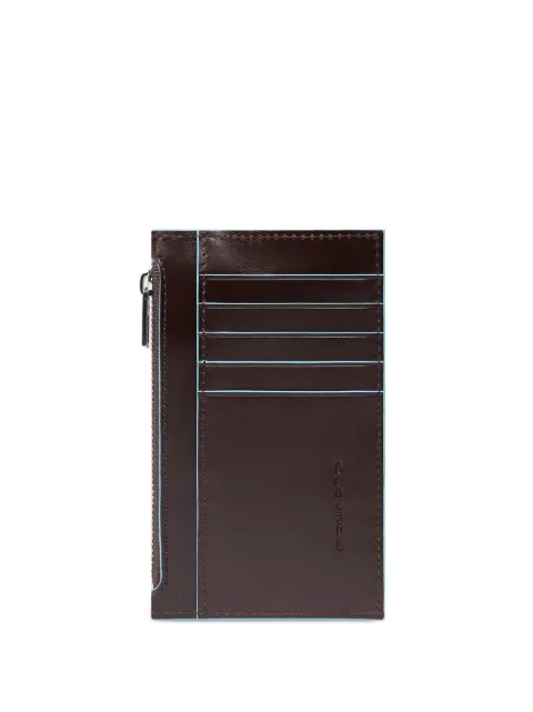 PIQUADRO porte-cartes en cuir à poche zippée